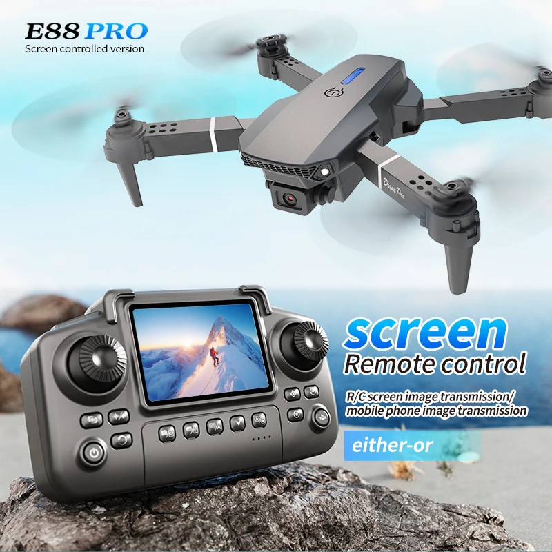 Drone Kit Professional - Professionelle E88 PRO Drohne mit Bildschirm,